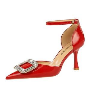 8323-K32 European and American style hollow shoes women's shoes with high heels, patent leather, shallow mouth, poi