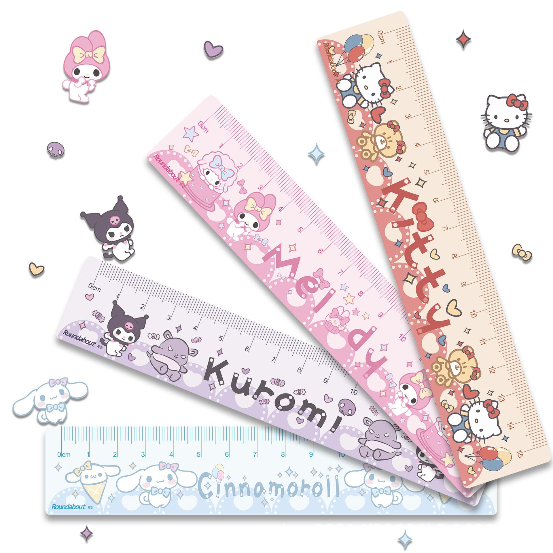 New Sanrio acrylic ruler, cute and creative cartoon pattern, double-layer transparent bookmark ruler for students.