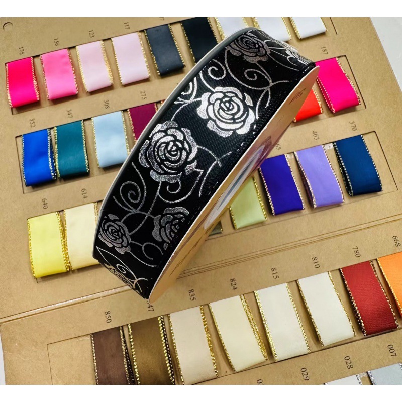 2,5 cm de ancho rosa plateada Lolita hecha a mano DIY cinta caja de regalo de paquete de joyería cinta de soporte