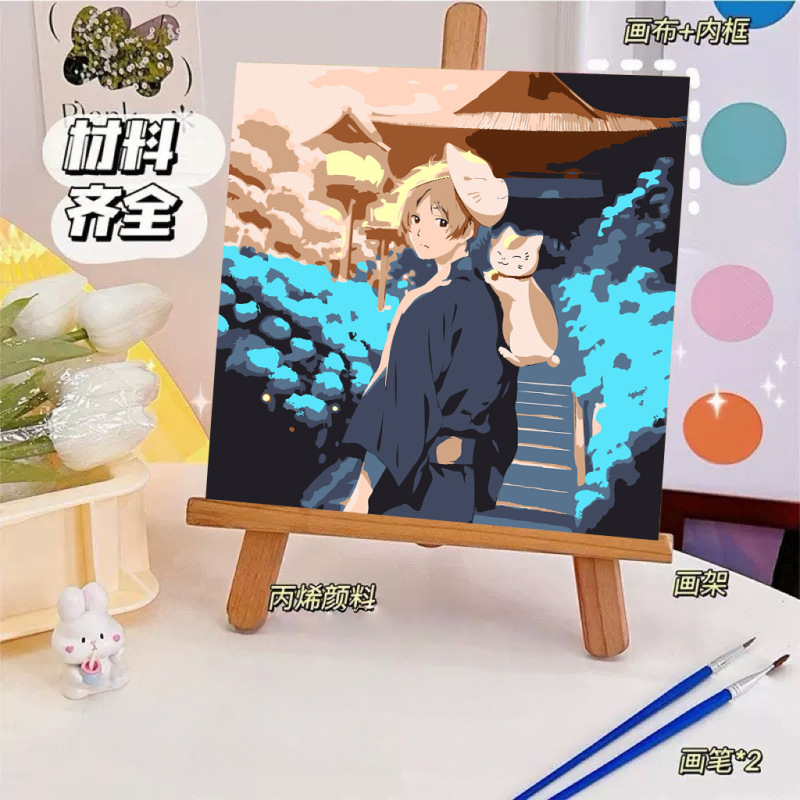 宮崎駿デジタル油絵DIY手描きぬりえ夏目友人帳ポニョ二次元アクリル画インスタ風|undefined