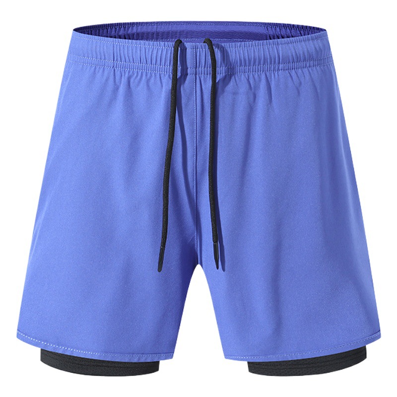 Verano Fitness de secado rápido más tamaño transfronterizo pantalones cortos deportivos europeos y americanos pantalones de maratón de doble capa para hombres y mujeres image 1