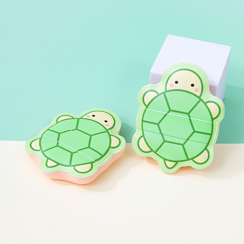 Pequeña tortuga personalizada 100% polvo de algodón, polvo super suave, espeso, seco y húmedo, cojín de esponja cosmética