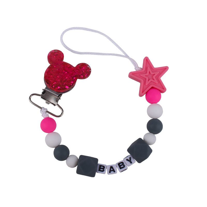 Mickey nuevo bebé chupete cadena bebé silicona dientes molienda anti-gota cadena materna y niño suministros anti-perdido cadena