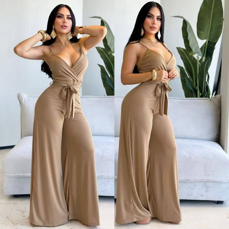 2026 primavera nuevo estilo europeo y americano sexy jacket lazos de cintura alta sensación de colgar pantalones de piernas anchas suministro de comercio exterior de mujeres