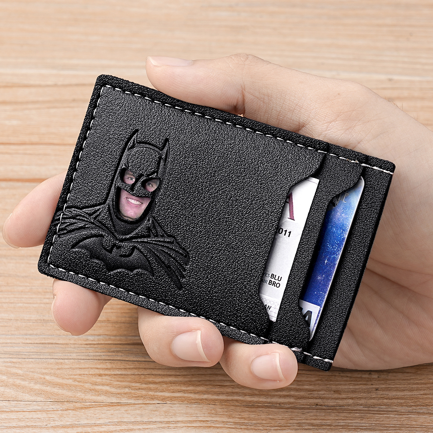 Best-Selling Cross-Border Men's Wallet, Short Style, Business Classic, Simple Design, Bat Pattern, Suitable for Domestic Use, Multi-Card Slots, Card Holder, Card Case