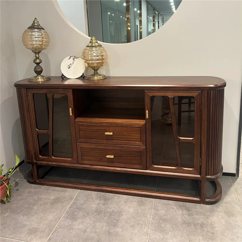 Полный корпус нового буфета из черного дерева в китайском стиле, вилла, клуб, особняк, большой плоский, современный, простой ресторан, большой дом