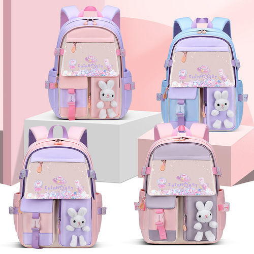 New Sesame Baby Primary School Bag Female 1-3-6 Cartoon Cute Student Lightweight Contrast Color Backpack