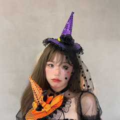 ハロウィーンの頭飾り魔女の魔法の帽子のカチューシャ化粧装飾レースの縁のカチューシャはカボチャの髪飾りを責めます。
