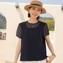 YUN韫休闲衬衫女夏宽松显瘦设计感女士衬衫百搭减龄通勤短袖女