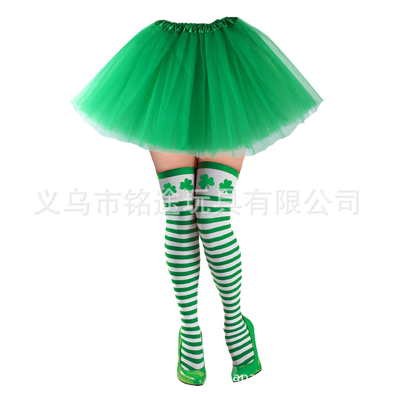 Amazon nuevo collar de trébol falda de gasa calcetines día de San Patricio collar suministros conjunto de festival de Irlanda