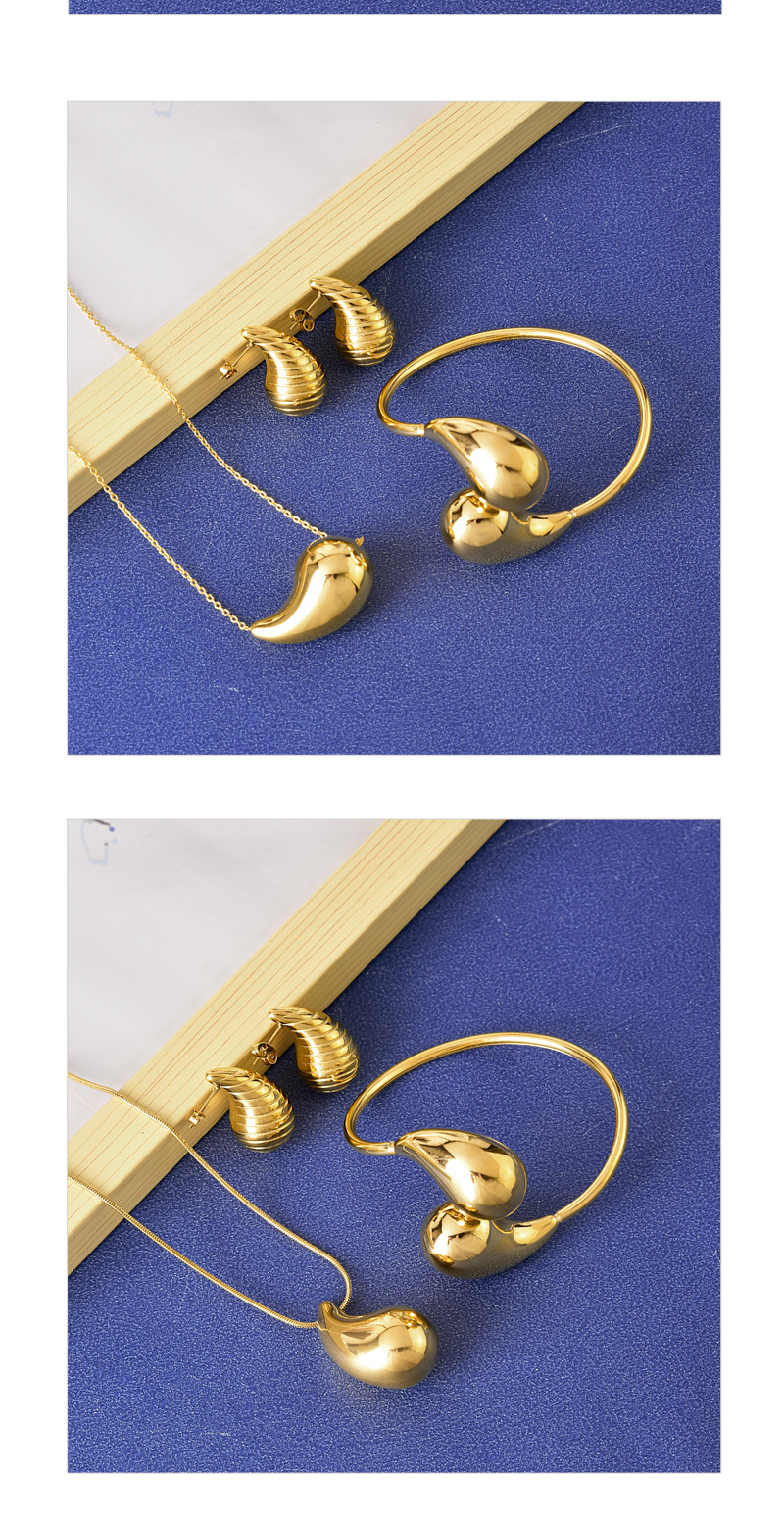 15g Weight Vacuum Plating Gold Plating Process 18K Gold Plated Plating Material Bracelets, Earrings, Necklace Classification 304 Stainless Steel 18K Gold Plated Elegant Simple Style Plating Water Droplets Bracelets Earrings Necklace