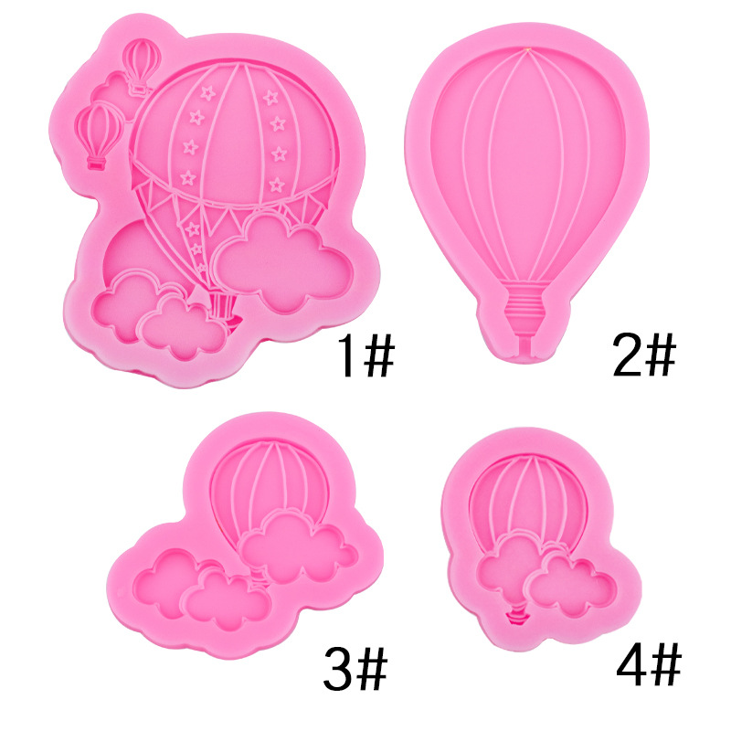 4 globo de aire caliente nube arco iris de silicona molde fondant pastel de chocolate decoración DIY arcilla epoxi decoración molde