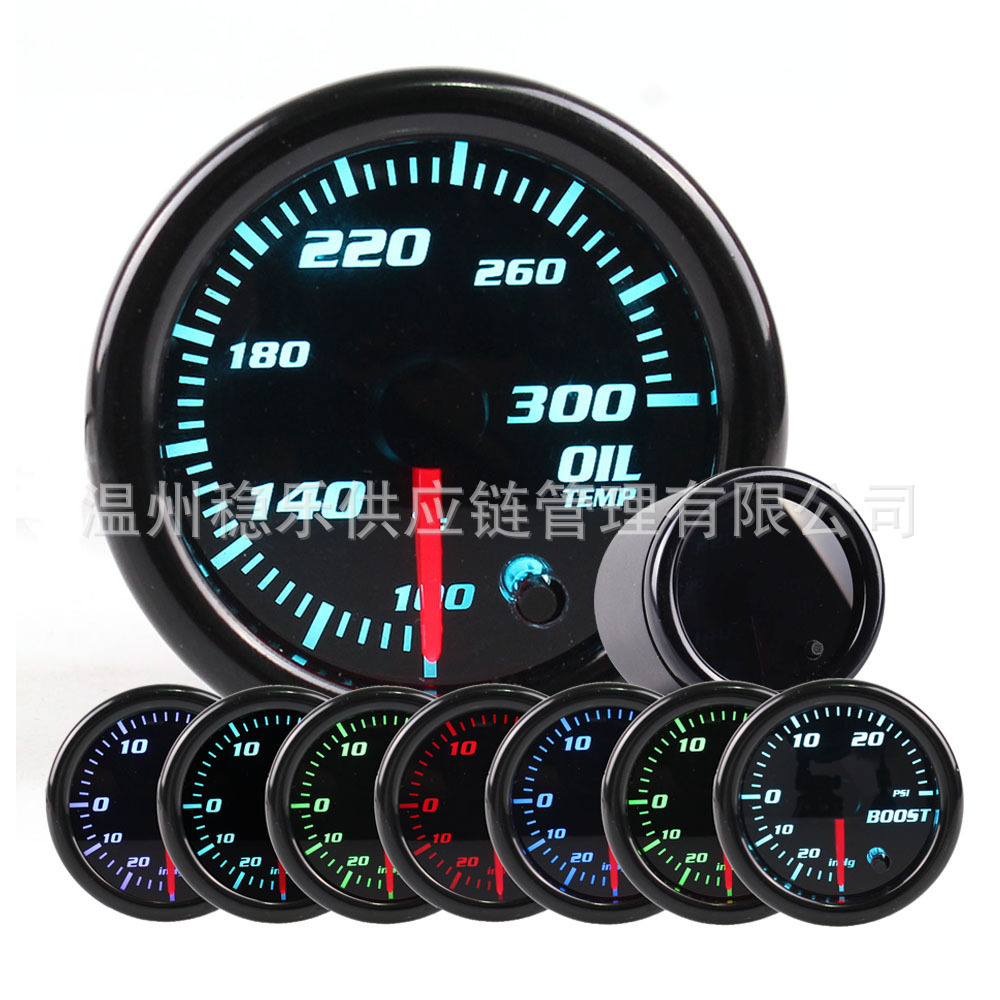 2inch Modified Colorful Digital Instrument Panel: Water Temperature, Oil Temperature, Voltage, Oil Pressure, Rpm, Vacuum, Turbine Exhaust Temperature, Fuel Pressure Gauge