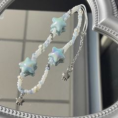 高顏值藍色鐳射星星手機鏈條潮款星星吊墜手機殼掛件ccd相機掛繩