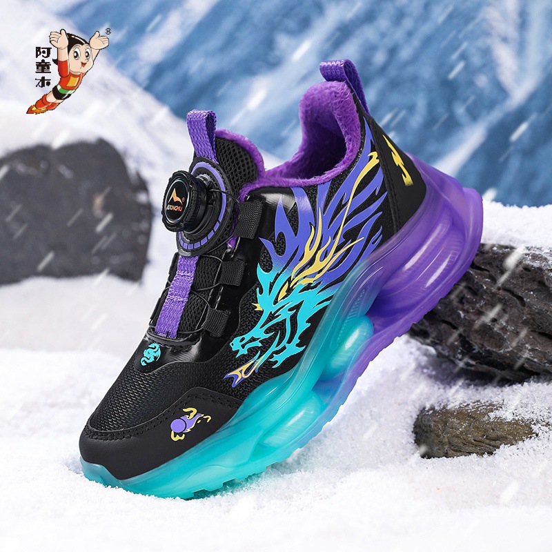 Zapatos deportivos para niños 2025, nuevo otoño y invierno con piel de terciopelo grueso impermeable y antideslizante, zapatos de algodón calientes para niños