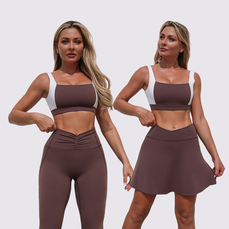 Nuevo chaleco deportivo transfronterizo de retroceso de color, mujeres, Europa y Estados Unidos, fitness, ropa de yoga, ropa apretada para mujeres.