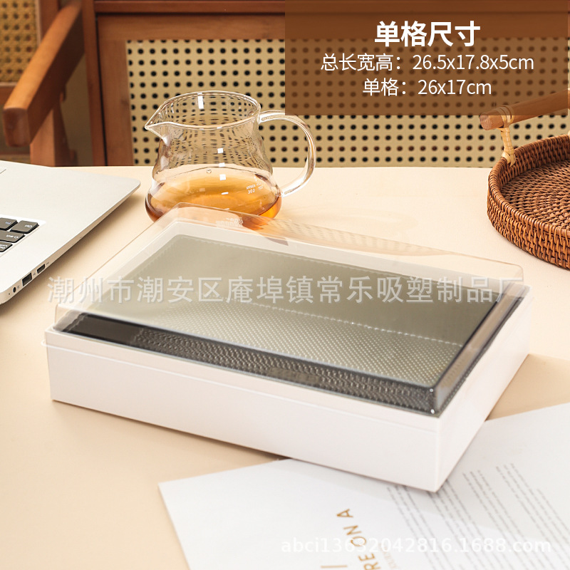 Caja de embalaje de fruta cortada no plegable, caja de embalaje desechable a prueba de niebla de cuatro cuadrones, cinco cuadrones y seis cuadrones de sushi