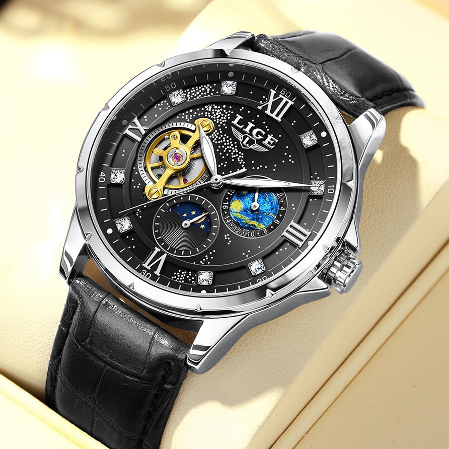 Cross-Border New High-End Starry Sky Tourbillon Hollow Fully Automatic Mechanical Watch Men's Watch Luminous Waterproof Watch