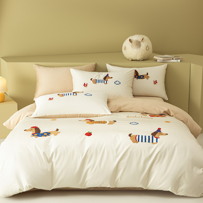Class a 100S Cotton Towel Embroidered Four-Piece Set, High-End, Luxurious, Skin-Friendly, Soft Bedding Set, Pure Cotton Set