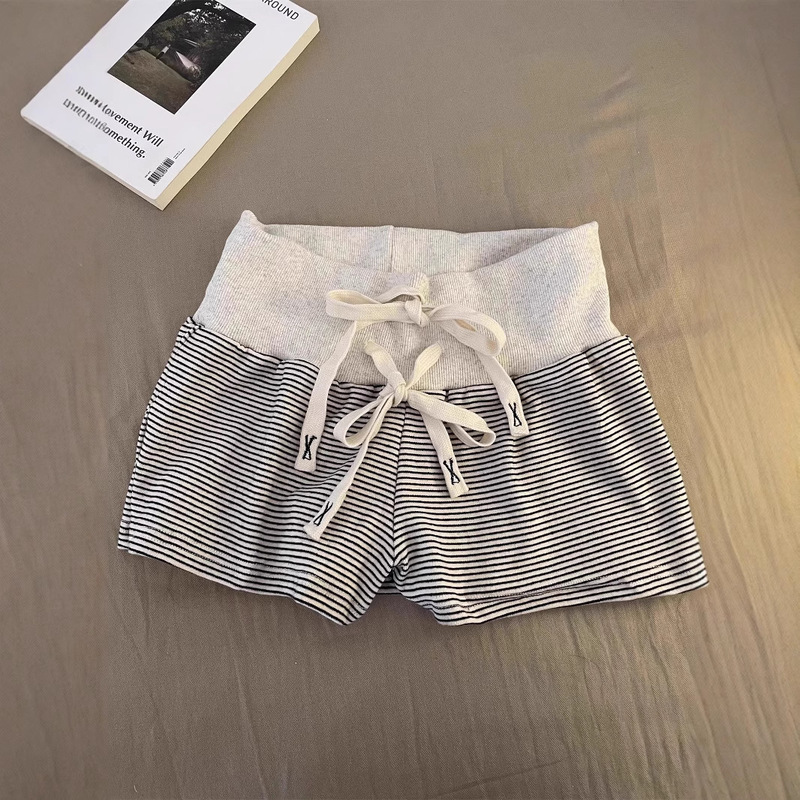 Summer New Cute Home Outer Wear Striped Shorts Women's Home Casual Wide Leg Sports Fitness Pants Women Ins