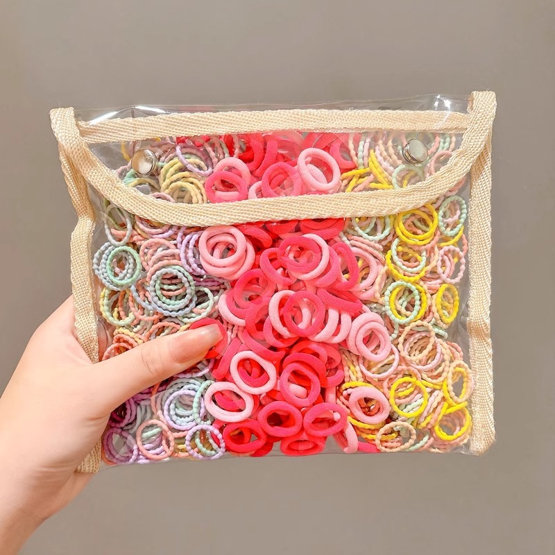 Color coreano pequeño pulgar anillo de cabello para chicas bajo cabello de cola de caballo no lesiones cabello elástico buena cuerda de cabeza cubierta de cuero para niños