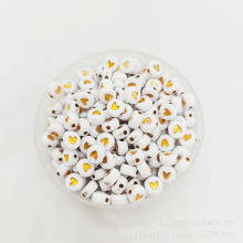亚克力字母珠4*7mm爱心珠 Diy手工串珠材料手链项链饰品配件厂家
