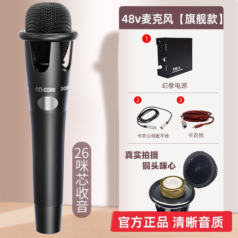 E300 Microphone Live Broadcast Dedicated 48V Condenser Microphone Mobile Phone Desktop Computer Karaoke Recording Microphone Sound Card Home