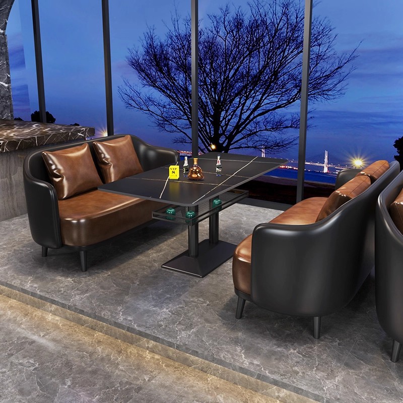Bistro Cafe Booth Sofa Bar Western Restaurant Table Lounge Bar Music Restaurant Barbecue Restaurant Iron Art Tables and Chairs