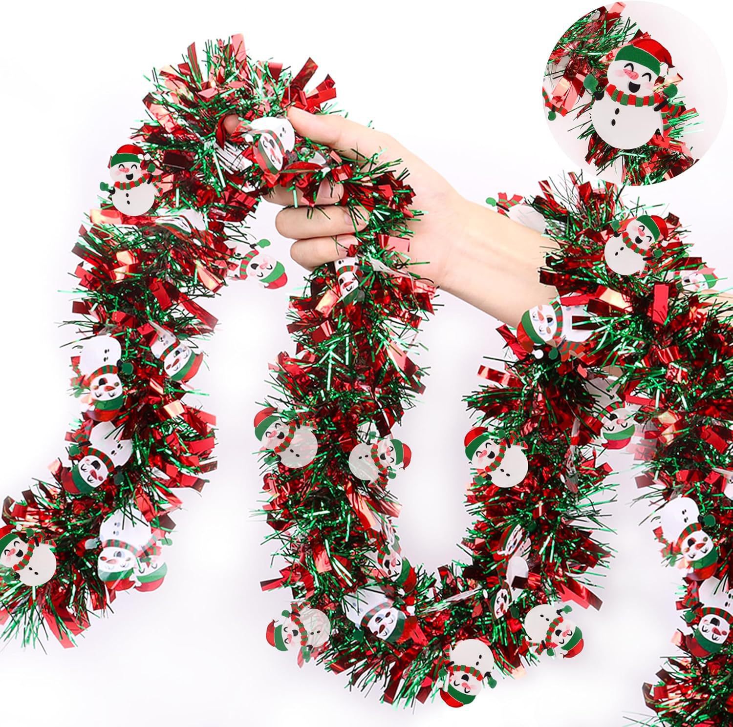 Cross-Border Hot-Selling Christmas Decoration Tinsel Santa Claus Christmas Stockings Gingerbread Man Garland Decorative Tinsel Strips