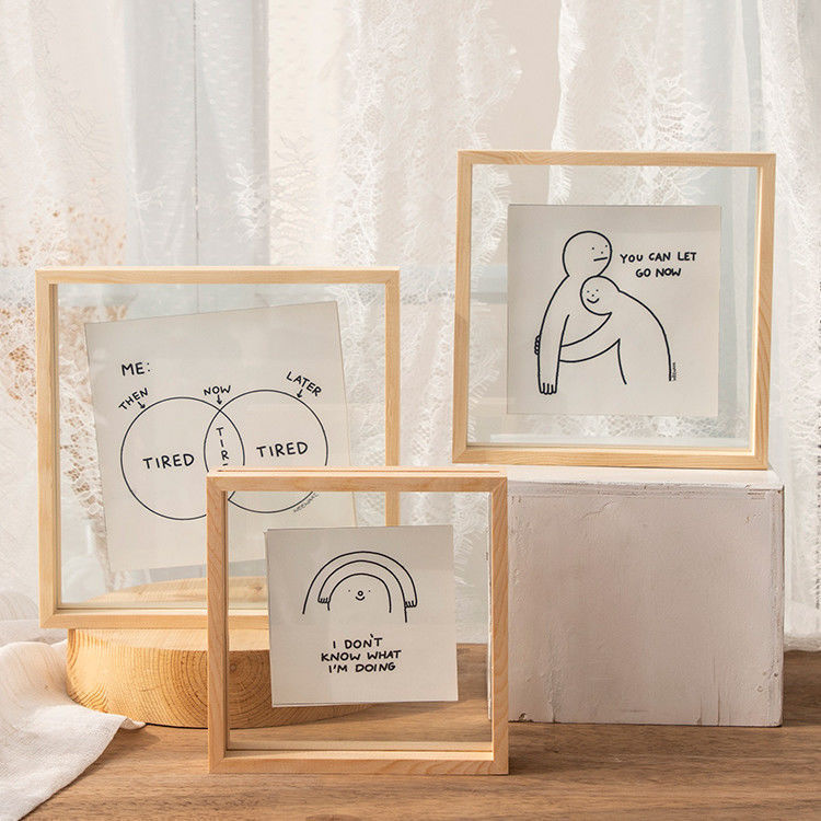 Large Photo Frame Transparent Acrylic Solid Wood Stereo Photo Frame Double-Sided Wall Hanging Gouache Canvas Display A2A3A4 Wholesale