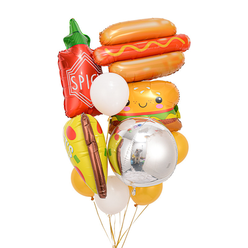 Chocolate donut balloon birthday burger fries pizza balloon hot dog…
