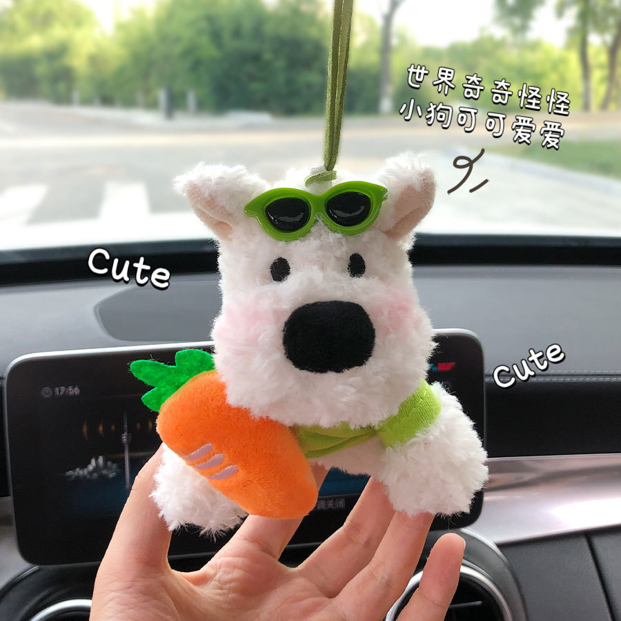 Lindo colgante de coche de West Highland garabateado cachorro amor felpa colgante de coche muñeca muñeca regalo de cumpleaños mujer