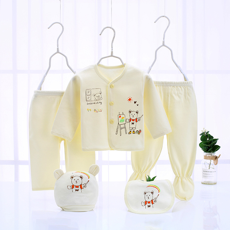 Ropa de bebé de cinco piezas conjunto recién nacido bebé monje ropa infantil cuatro cero peinado traje de algodón cuatro estaciones al por mayor image 4