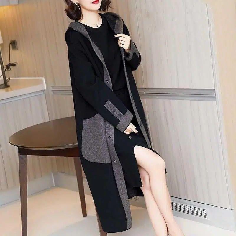 加肥加大码女装风衣外套长款宽松胖妹妹300斤连帽加厚毛呢外套女