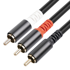 Cross-border new aluminum foil plus copper wire double-layer shielded amplifier audio RCA male to dual RCA male audio cable