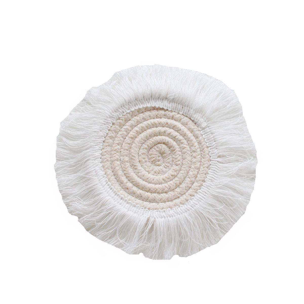 Posavasos de estilo nórdico simple INS almohadilla de aislamiento térmico con borla casero de comedor tejido de hilo de algodón para restaurante casero