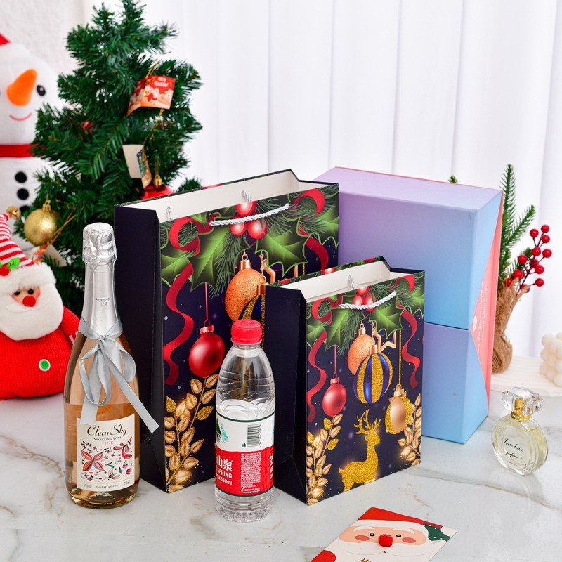 外国貿易クリスマスシリーズポータブル紙袋カラフルなパウダーギフトバッグ新年ハイエンドギフト包装ギフトバッグ|undefined