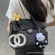 跨境复古ins欧美时尚黑白斜挎撞色熊猫色系康鹏单肩腋下书包托特
