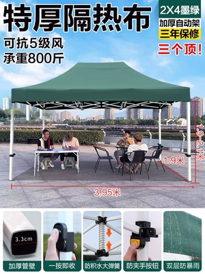 Avtomobil dam çadırları — tent for outdoor stalls - upgraded-version-2x4-thickened-and-reinforced-automatic-tent-in-dark-green-wind-resistance-level-5-sun-protection-rain-protection-5-year-warranty-default-item