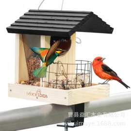 跨境木质鸟窝户外园林装饰鸟巢喂食器松鼠野餐桌悬挂式蜂鸟窝鸟笼