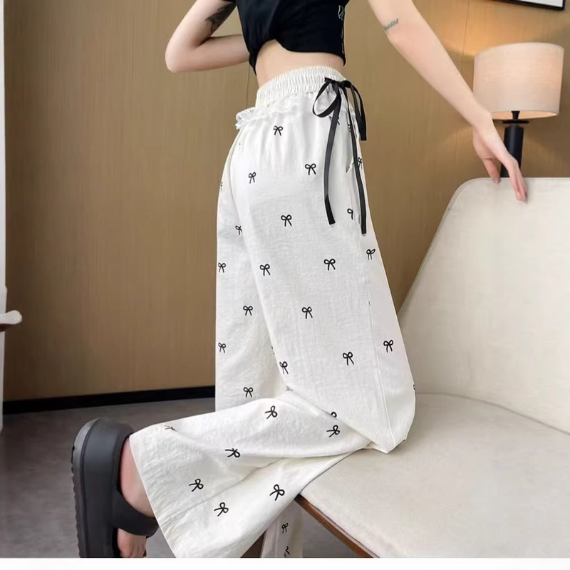 【Flash Sale Hot Item】Summer Hot Item Sweet Style Lace Patchwork Casual Pants New Bowknot Print Sportswear