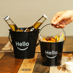 ✅ Trendy Influencer Ice Bucket Stainless Steel Cutlery Snack Bucket Hello Ice Cube Bucket Mini Storage Bucket Desktop Trash