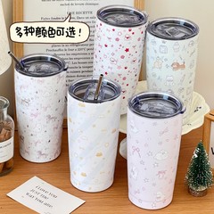 かわいい保温カップオリジナル大容量高颜値カップ304ステンレス携帯ストローコーヒーカップ