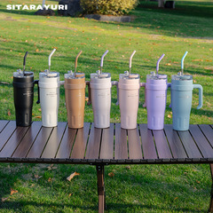 SITARAYURI American high-looking thermos cup cold-keeping stainless steel large-capacity Big Mac coffee cup with straw