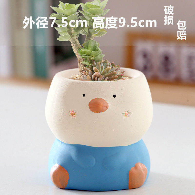 Macetas de cerámica para suculentas con diseño de animales de dibujos animados, pequeño tamaño, para estante de flores en casa, suministro al por mayor