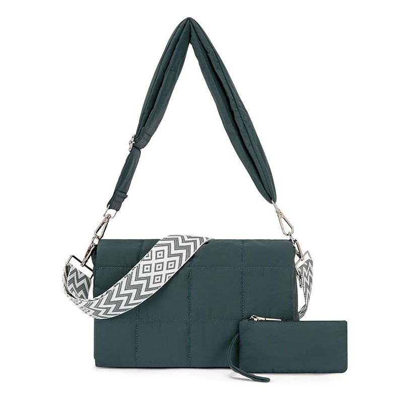 Puffer Shoulder Bag Fluffy Crossbody Bag Women's Middle Tote Bag Lightweight Cotton Padded Tramp Tote