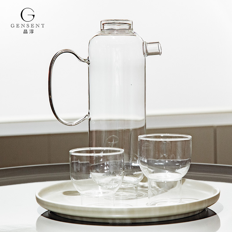 Jingchun Heat Resistant Transparent High Boron Silicon Hand Pot with Lid Cup Set Water Tools Minimalist Sideboard Ornaments