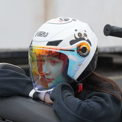 Cycling 3C Certified Anti-Fall – Motosiklet kaskı (dəbilqə) - panda-clear-lenses-m-53-56cm