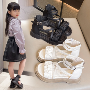 Korean Style Fairy Girl Style Gentle Thick-Soled Roman Sandals Soft-Soled 2025 Summer Girls Student Flats Beach Shoes