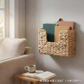 葫芦草编织悬挂杂志架编织收纳篮文件整理收纳筐壁挂装饰篮